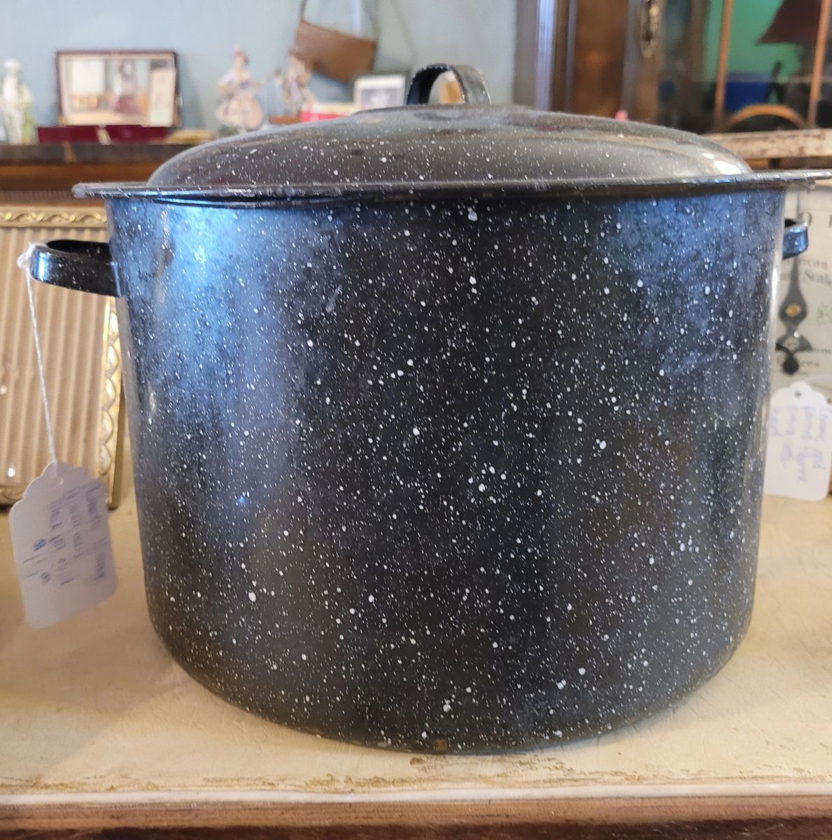Authentic Vintage Graniteware Stock Pot with Lid